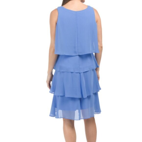 SLNY Sleeveless Tiered Mini Blue Bright Peri Dress Pull On Sz.14 - Picture 2 of 10